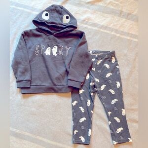 Primark Spooky Ghost Hoodie And Leggings Set Gray Halloween 24M